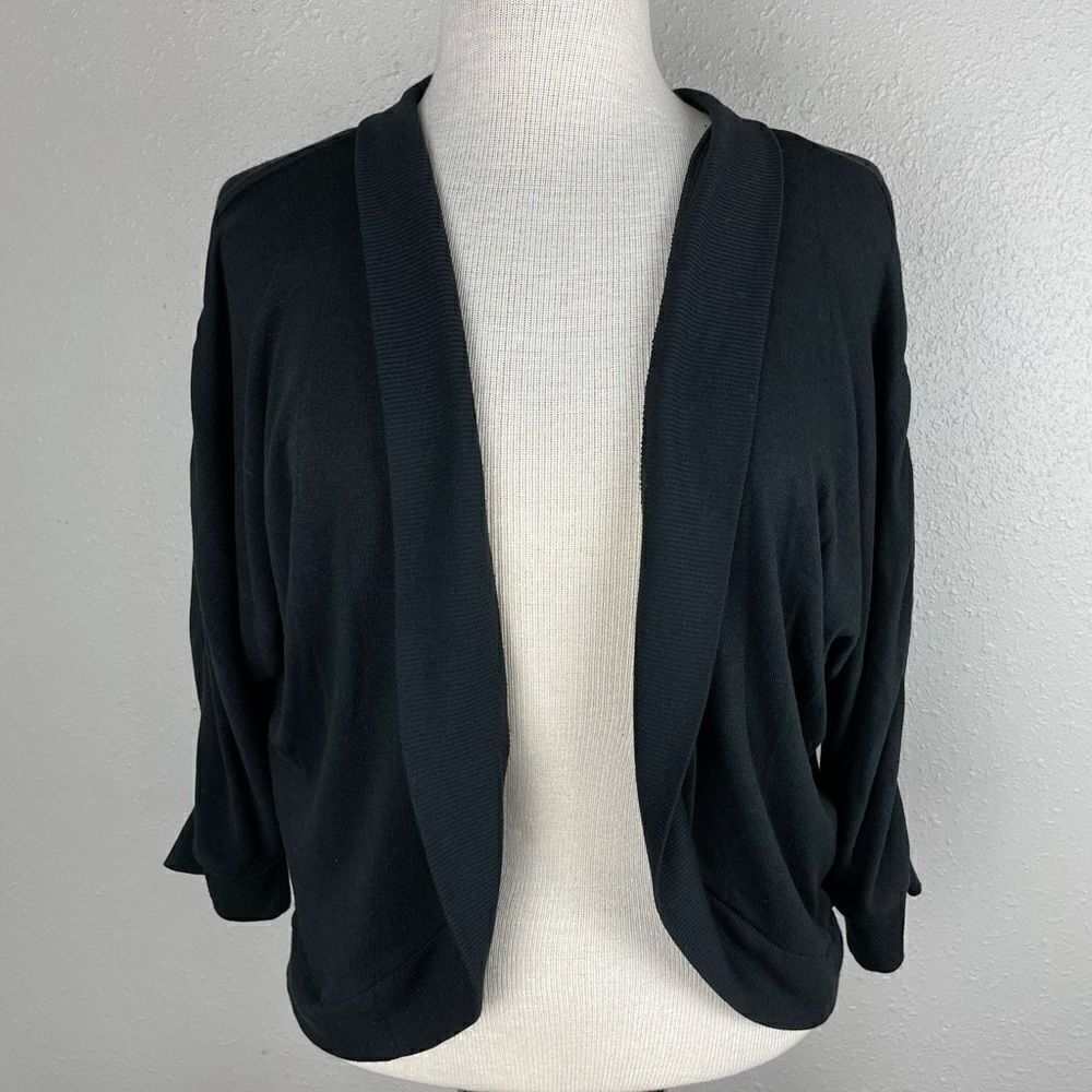 NWT Sharagano Black Cropped Cardigan Top Size L